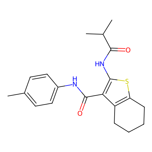 N-(4-methylphenyl)-2-[(2-methylpropanoyl)amino]-4,5,6,7-tetrahydro-1-benzothiophene-3-carboxamide structure