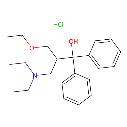 Benzhydrol, alpha-(2-(diethylamino)-1-(ethoxymethyl)ethyl)-, hydrochloride structure