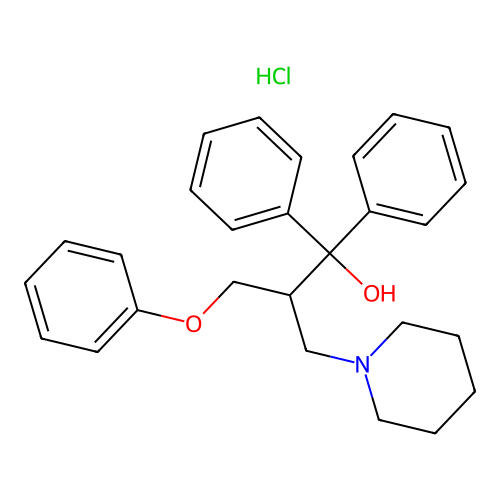 1-Piperidinepropanol, alpha,alpha-diphenyl-beta-(phenoxymethyl)-, hydrochloride structure