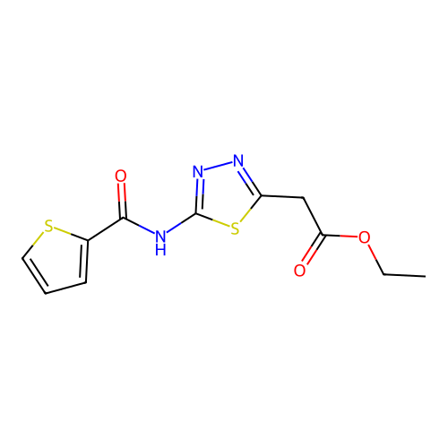Ethyl {5-[(2-thienylcarbonyl)amino]-1,3,4-thiadiazol-2-yl}acetate structure