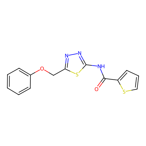 N-(5-(phenoxymethyl)-1,3,4-thiadiazol-2-yl)thiophene-2-carboxamide structure