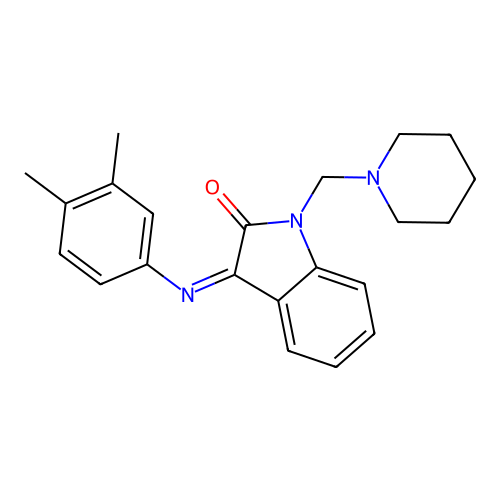 (Z)-3-((3,4-dimethylphenyl)imino)-1-(piperidin-1-ylmethyl)indolin-2-one structure