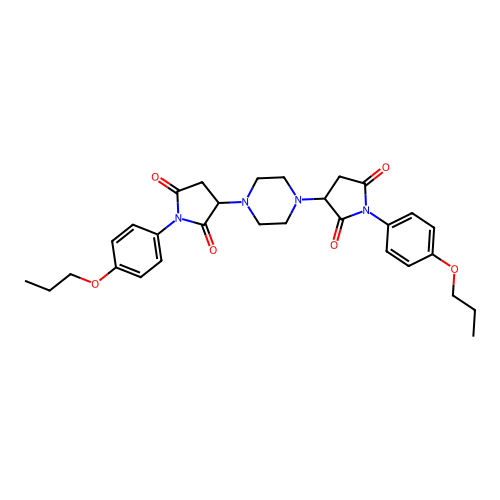 3,3'-(Piperazine-1,4-diyl)bis(1-(4-propoxyphenyl)pyrrolidine-2,5-dione) structure