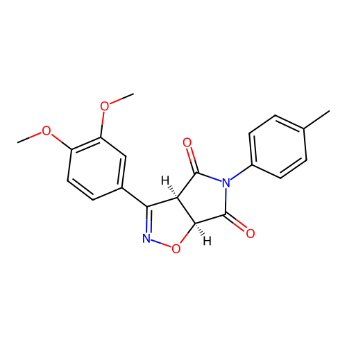 (3aR,6aS)-3-(3,4-dimethoxyphenyl)-5-(4-methylphenyl)-3a,6a-dihydropyrrolo[3,4-d][1,2]oxazole-4,6-dione structure