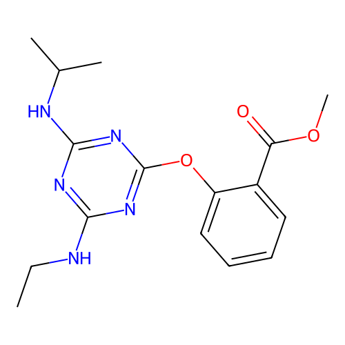 Methyl 2-{4-(ethylamino)-6-[(methylethyl)amino]-1,3,5-triazin-2-yloxy}benzoate structure