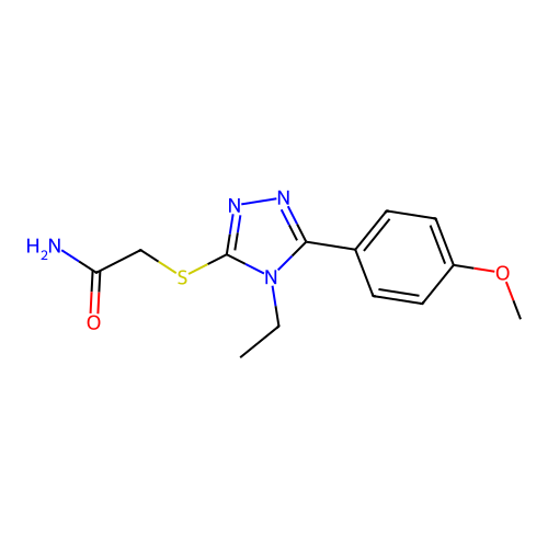 2-[4-Ethyl-5-(4-methoxyphenyl)-1,2,4-triazol-3-ylthio]acetamide structure