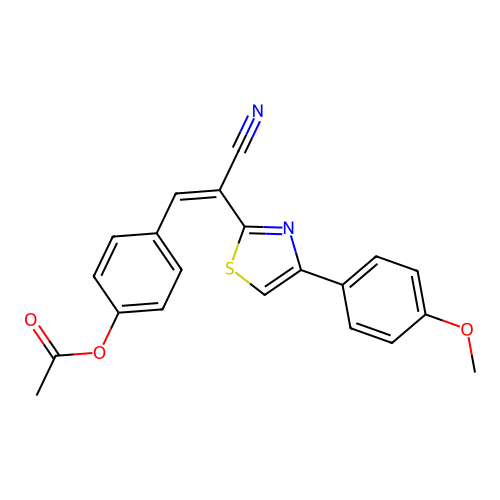 (Z)-4-(2-cyano-2-(4-(4-methoxyphenyl)thiazol-2-yl)vinyl)phenyl acetate structure