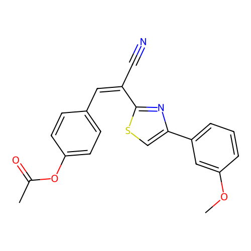 4-{(Z)-2-cyano-2-[4-(3-methoxyphenyl)-1,3-thiazol-2-yl]ethenyl}phenyl acetate structure