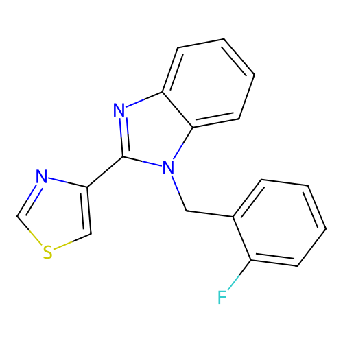 4-[1-[(2-Fluorophenyl)methyl]benzimidazol-2-yl]-1,3-thiazole structure