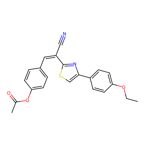 4-{(Z)-2-cyano-2-[4-(4-ethoxyphenyl)-1,3-thiazol-2-yl]ethenyl}phenyl acetate structure