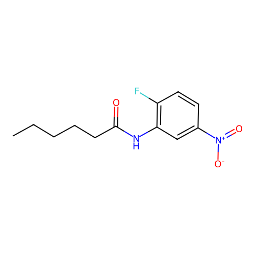 N-(2-fluoro-5-nitrophenyl)hexanamide structure