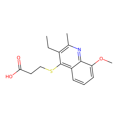 3-[(3-Ethyl-8-methoxy-2-methylquinolin-4-yl)sulfanyl]propanoic acid structure