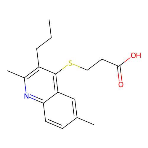 3-(2,6-Dimethyl-3-propyl-4-quinolylthio)propanoic acid structure