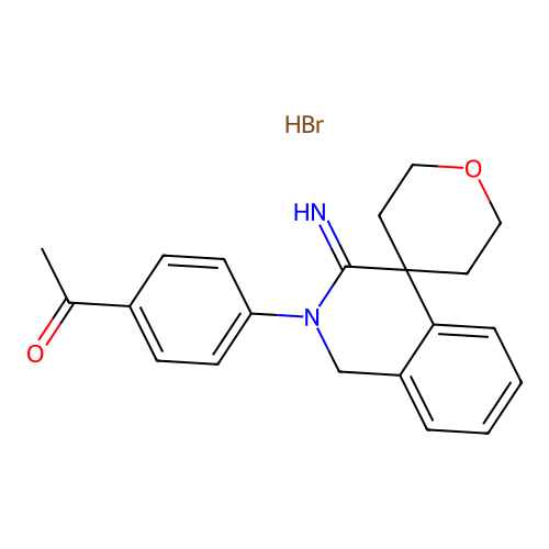 1-[4-(3-iminospiro[1H-isoquinoline-4,4'-oxane]-2-yl)phenyl]ethanone Hydrobromide structure