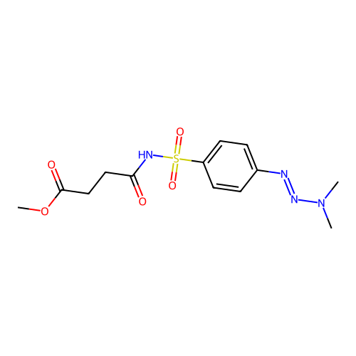 methyl 3-[N-({4-[(dimethylamino)diazenyl]phenyl}sulfonyl)carbamoyl]propanoate structure