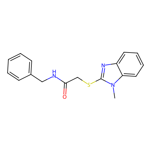 N-benzyl-2-(1-methylbenzimidazol-2-yl)sulfanylacetamide structure