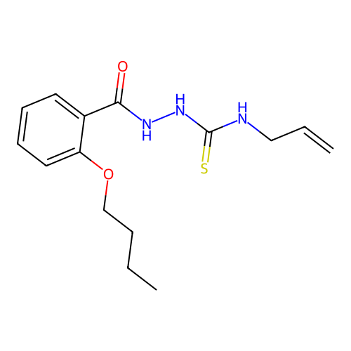 N-allyl-2-(2-butoxybenzoyl)hydrazinecarbothioamide structure