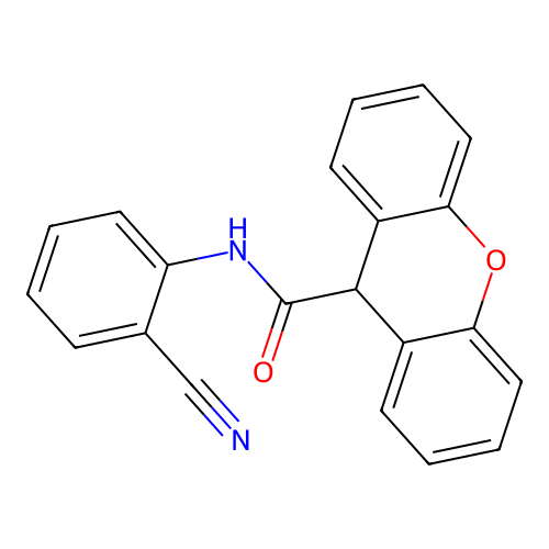 N-(2-cyanophenyl)-9H-xanthene-9-carboxamide structure