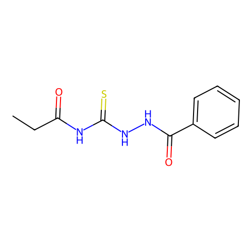 N-(benzamidocarbamothioyl)propanamide structure