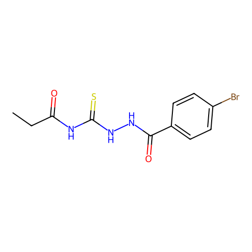 N-{[2-(4-bromobenzoyl)hydrazino]carbothioyl}propanamide structure