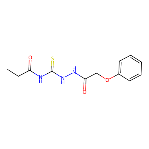 N-{[2-(phenoxyacetyl)hydrazino]carbothioyl}propanamide structure