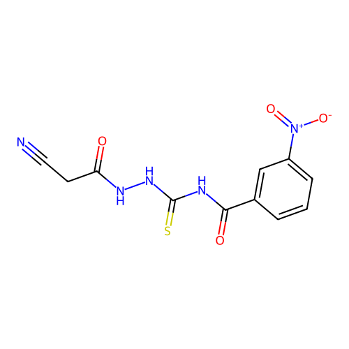 N-{[2-(cyanoacetyl)hydrazino]carbothioyl}-3-nitrobenzamide structure