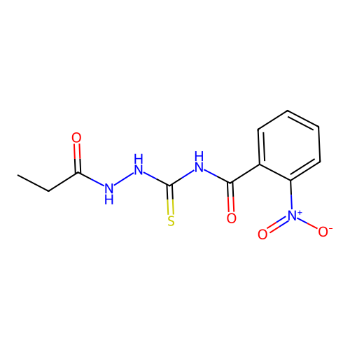 2-nitro-N-[(propanoylamino)carbamothioyl]benzamide structure