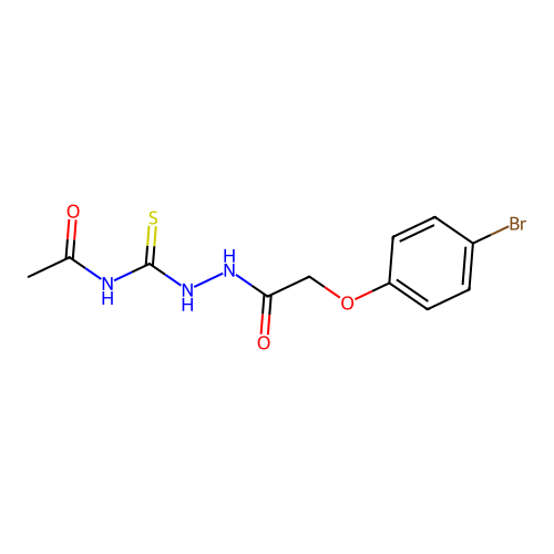N-[[[2-(4-bromophenoxy)acetyl]amino]carbamothioyl]acetamide structure