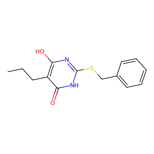 2-(benzylsulfanyl)-6-hydroxy-5-propylpyrimidin-4(3H)-one structure