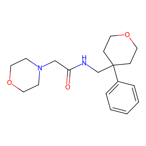2-(morpholin-4-yl)-N-[(4-phenyltetrahydro-2H-pyran-4-yl)methyl]acetamide structure