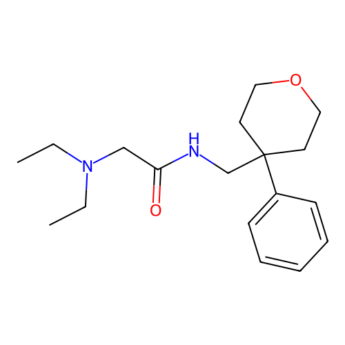 2-(diethylamino)-N-((4-phenyltetrahydro-2H-pyran-4-yl)methyl)acetamide structure