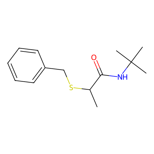 2-benzylsulfanyl-N-tert-butylpropanamide structure