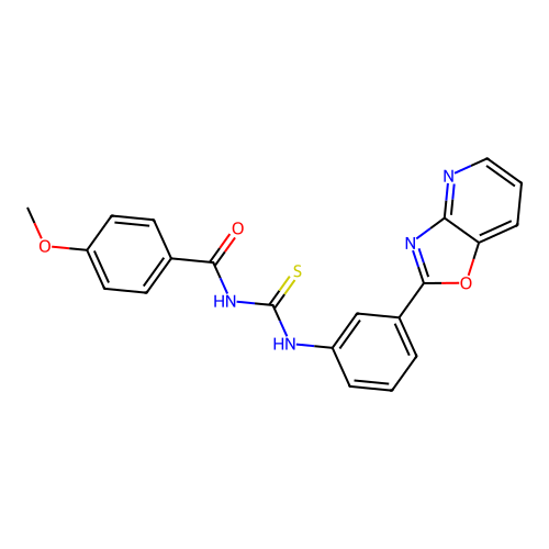 4-methoxy-N-{[3-([1,3]oxazolo[4,5-b]pyridin-2-yl)phenyl]carbamothioyl}benzamide structure