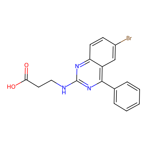 3-[(6-Bromo-4-phenyl-2-quinazolinyl)amino]propanoic acid structure