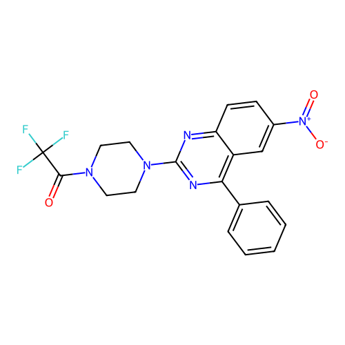 2,2,2-Trifluoro-1-(4-(6-nitro-4-phenylquinazolin-2-yl)piperazin-1-yl)ethanone structure