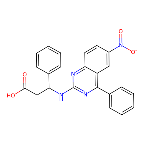 3-[(6-Nitro-4-phenylquinazolin-2-yl)amino]-3-phenylpropanoic acid structure