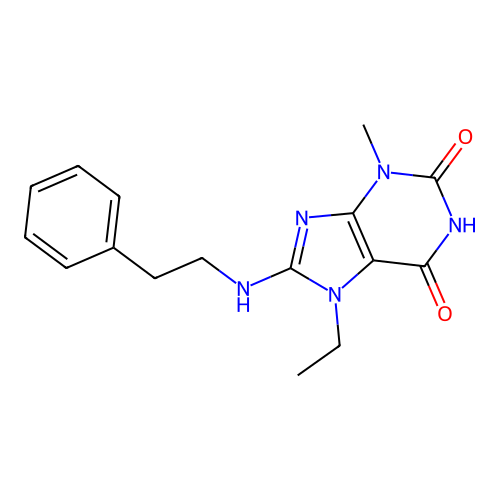 7-ethyl-3-methyl-8-[(2-phenylethyl)amino]-2,3,6,7-tetrahydro-1H-purine-2,6-dione structure