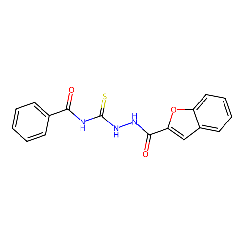 N-{[2-(1-benzofuran-2-ylcarbonyl)hydrazinyl]carbonothioyl}benzamide structure