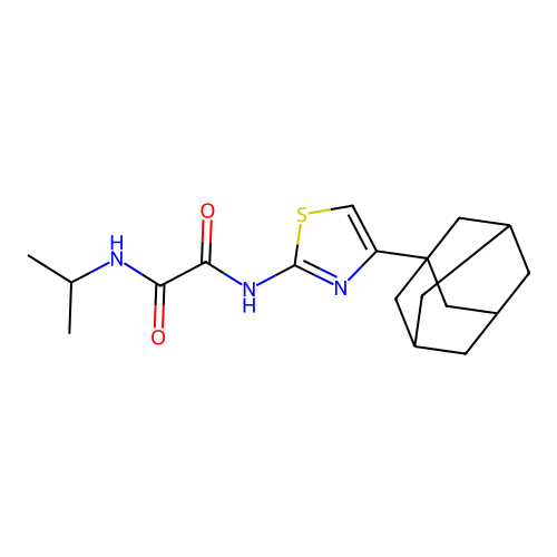 N1-(4-((3r,5r,7r)-adamantan-1-yl)thiazol-2-yl)-N2-isopropyloxalamide structure