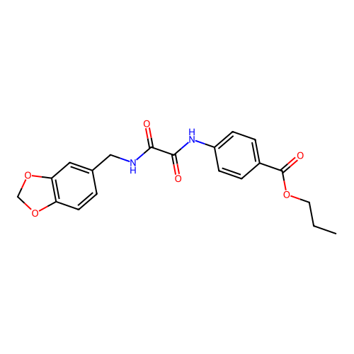 Propyl 4-({[(1,3-benzodioxol-5-ylmethyl)amino](oxo)acetyl}amino)benzoate structure