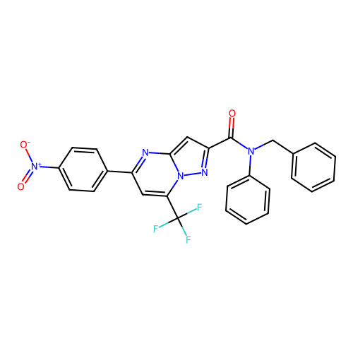 N-benzyl-5-(4-nitrophenyl)-N-phenyl-7-(trifluoromethyl)pyrazolo[1,5-a]pyrimidine-2-carboxamide structure