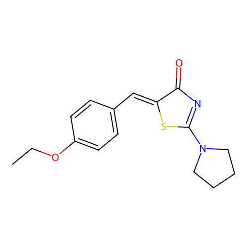 (5Z)-5-(4-ethoxybenzylidene)-2-(pyrrolidin-1-yl)-1,3-thiazol-4(5H)-one structure