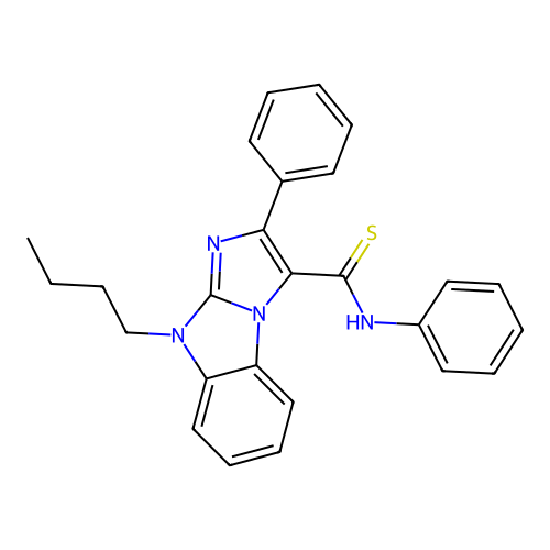 9-butyl-N,2-diphenyl-9H-imidazo[1,2-a]benzimidazole-3-carbothioamide structure