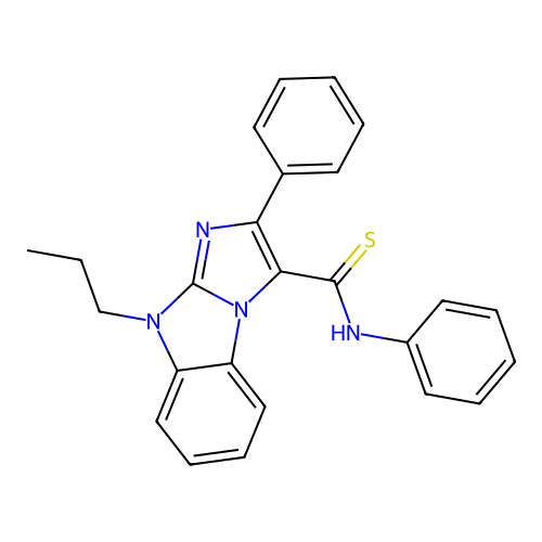 N,2-diphenyl-9-propyl-9H-imidazo[1,2-a]benzimidazole-3-carbothioamide structure