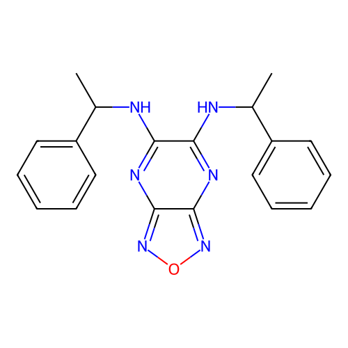 N5,N6-Bis(1-phenylethyl)-[1,2,5]oxadiazolo[3,4-B]pyrazine-5,6-diamine structure