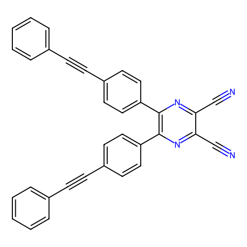 5,6-Bis[4-(2-phenylethynyl)phenyl]pyrazine-2,3-dicarbonitrile structure