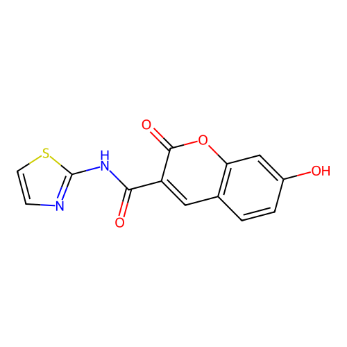 7-hydroxy-2-oxo-N-(1,3-thiazol-2-yl)-2H-chromene-3-carboxamide structure