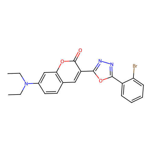 3-[5-(2-bromophenyl)-1,3,4-oxadiazol-2-yl]-7-(diethylamino)-2H-chromen-2-one structure