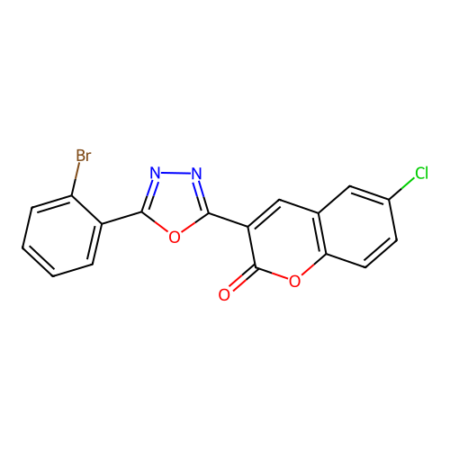 3-(5-(2-bromophenyl)-1,3,4-oxadiazol-2-yl)-6-chloro-2H-chromen-2-one structure