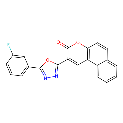 2-[5-(3-fluorophenyl)-1,3,4-oxadiazol-2-yl]-3H-benzo[f]chromen-3-one structure